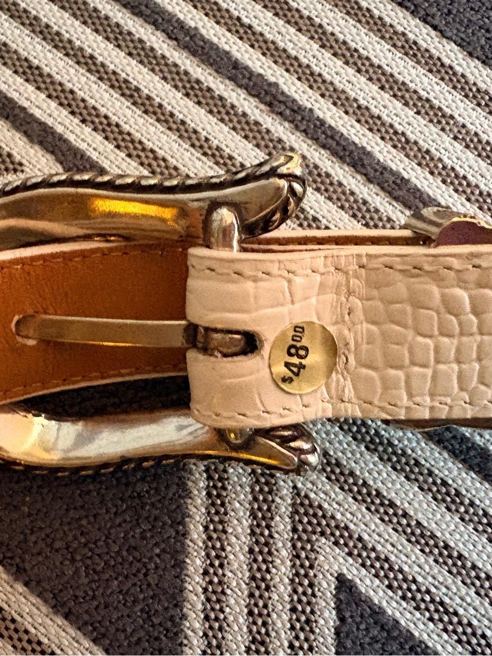 VTG Brighton White Croc Metal Heart Belt Size L - Picture 12 of 15